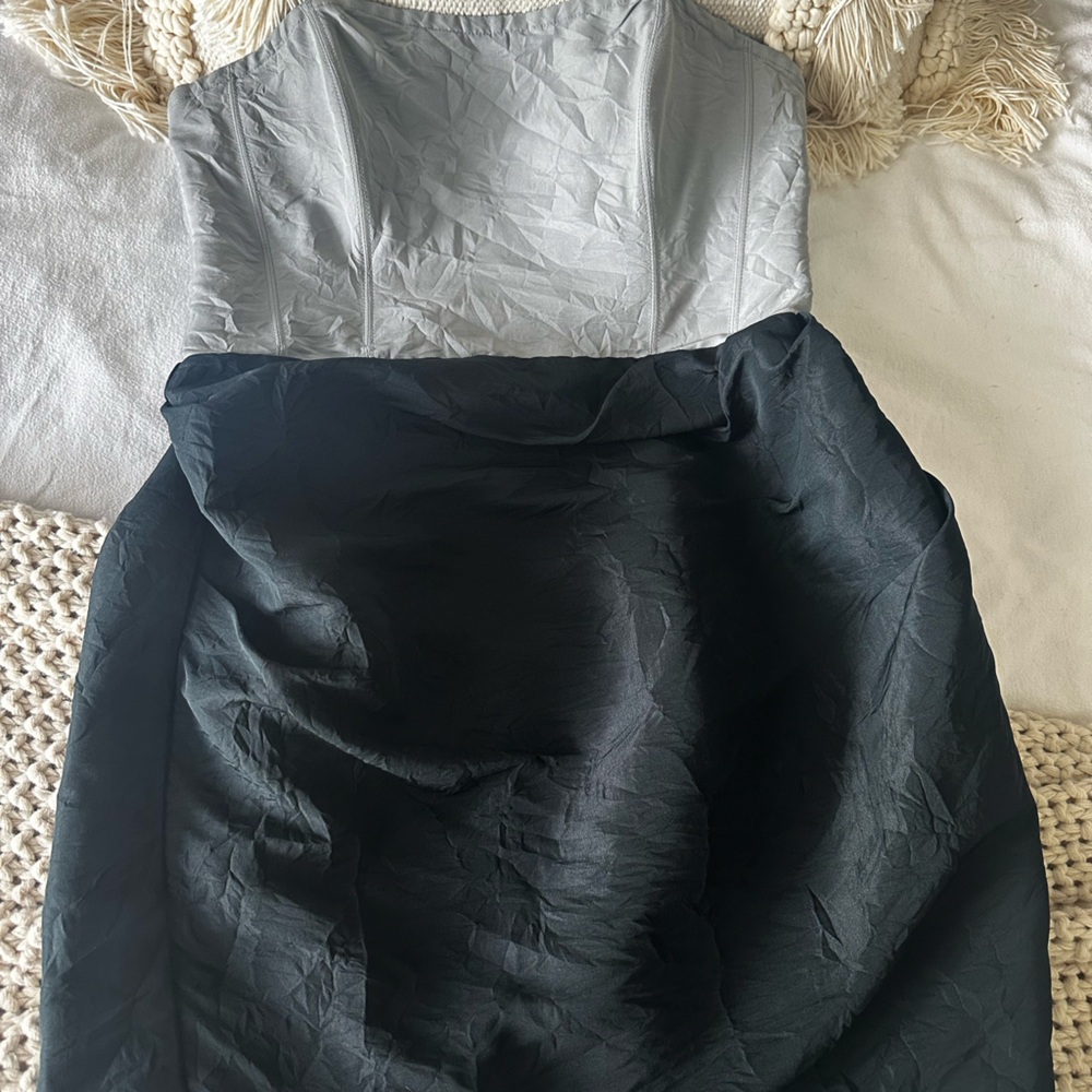 Black and Gray strapless corset top dress